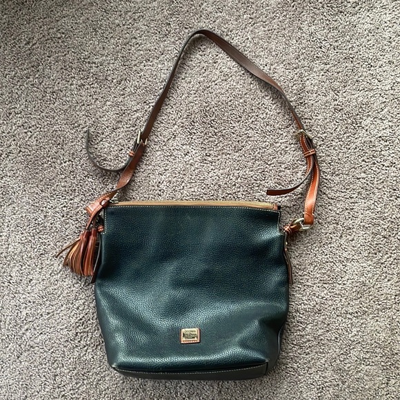 Dooney and Burke cross shoulder bag. Gently used. Black with brown leather strap - Picture 2 of 2